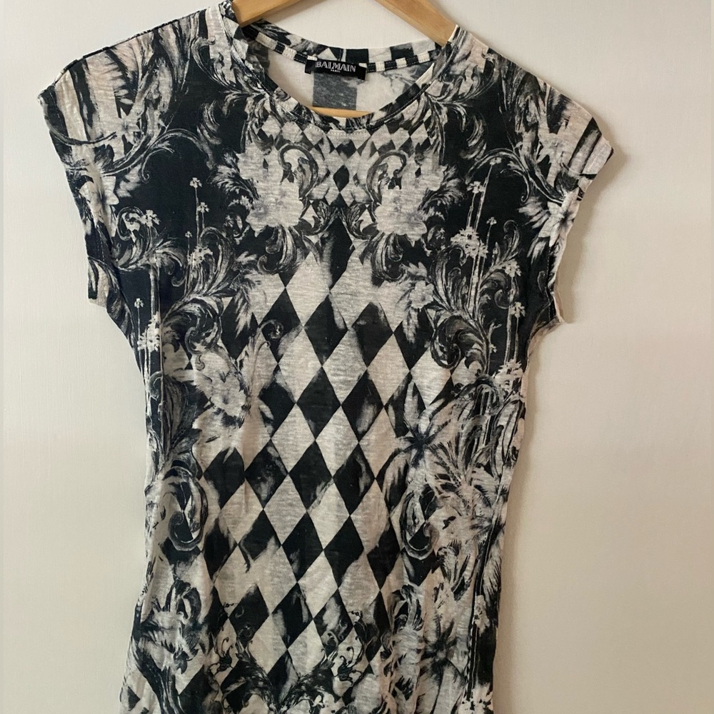 Balmain shirt; black & white detail. Size S. Excellent condition—never worn.